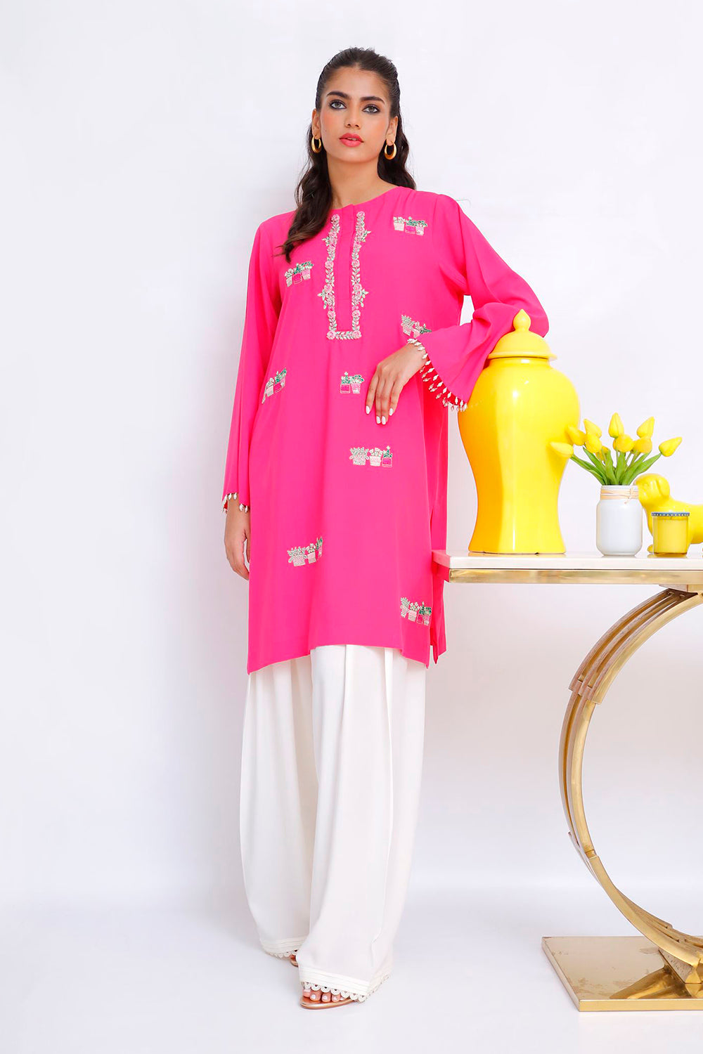 Khushboo & Pankaj Fuchsia Embroidered Kurta Set