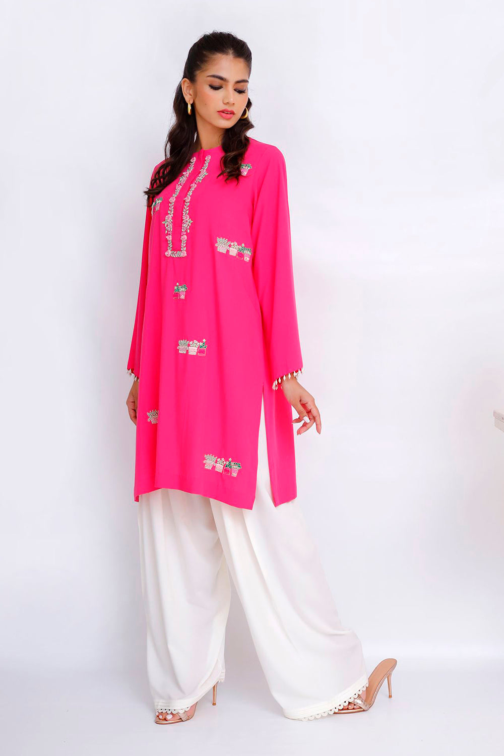 Khushboo & Pankaj Fuchsia Embroidered Kurta Set