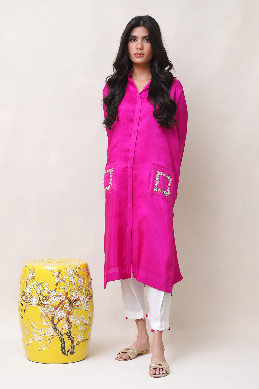 Khushboo & Pankaj Fuchsia Embroidered Kurta Set
