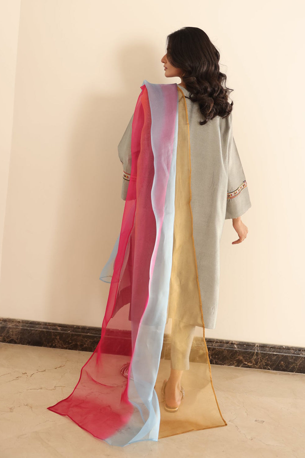 Khushboo & Pankaj Grey Summer Festive Kurta Set