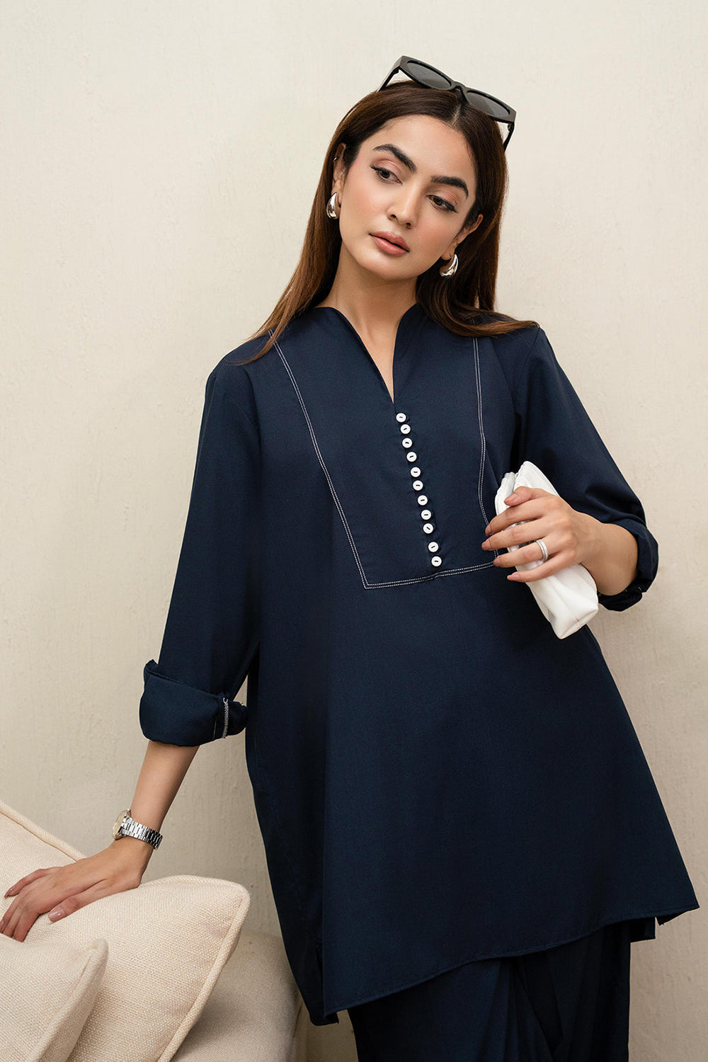 Khushboo & Pankaj Indigo Ink Cotton Tunic Co-Ord Set