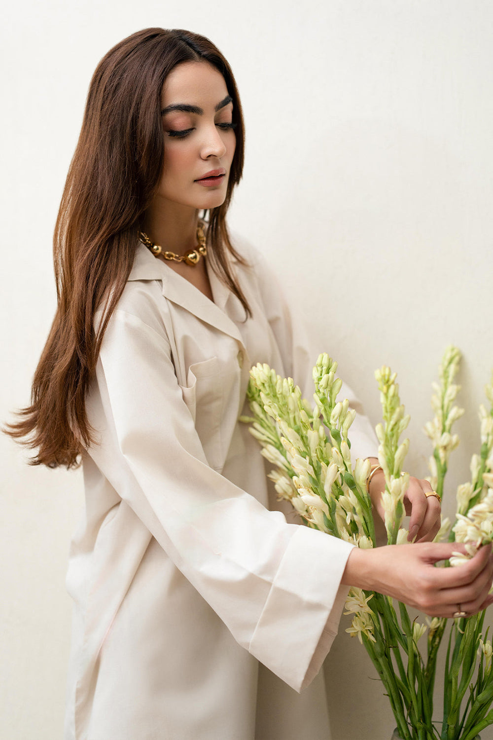 Khushboo & Pankaj Ivory Cotton Tunic Co-Ord Set