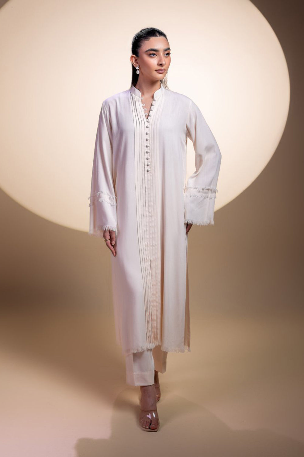Khushboo & Pankaj Ivory Pintuck Kurta Set