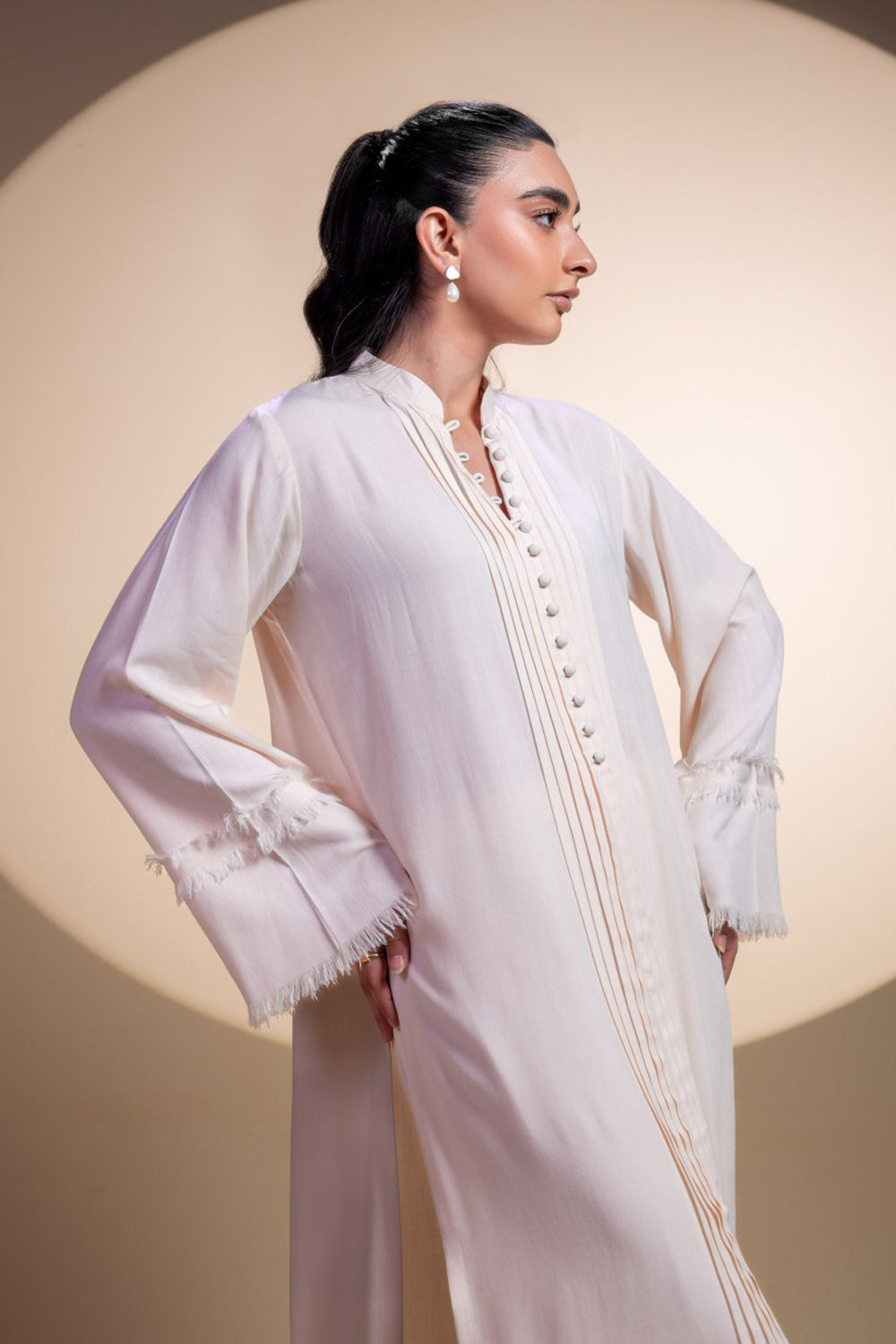 Khushboo & Pankaj Ivory Pintuck Kurta Set