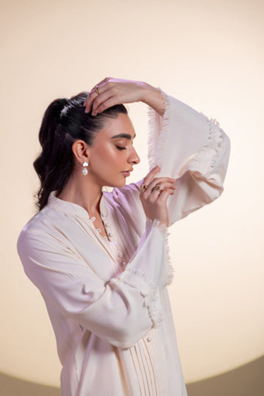 Khushboo & Pankaj Ivory Pintuck Kurta Set