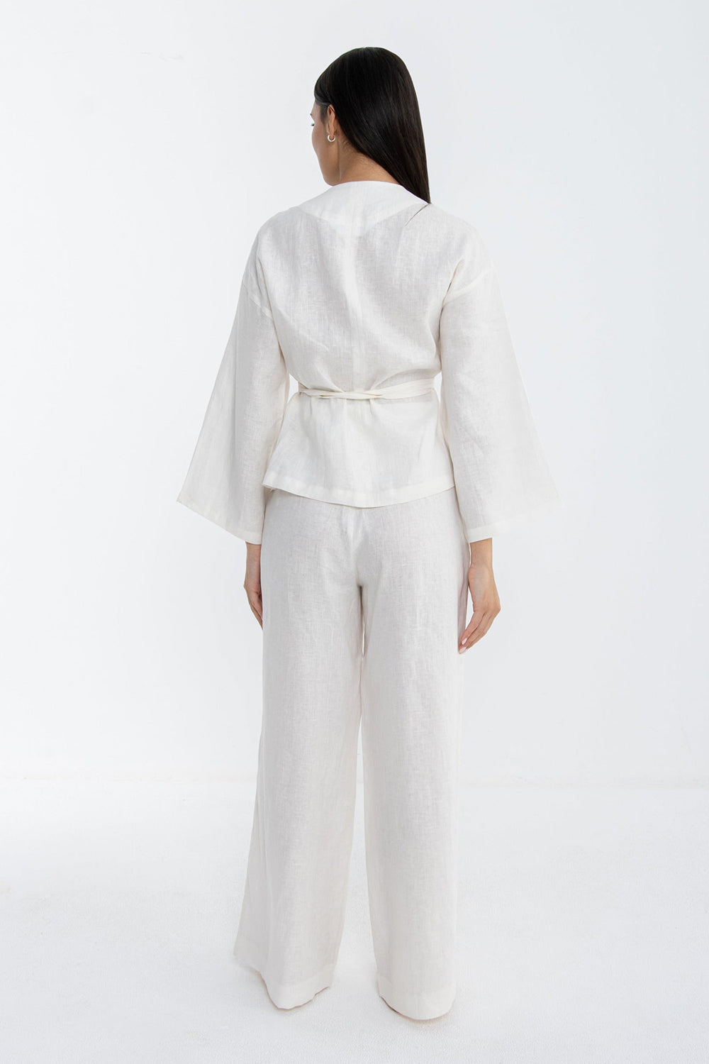 Khushboo & Pankaj Ivory Whisper Linen Wrap Co-Ord Set