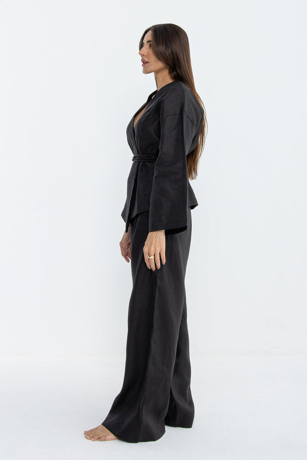 Khushboo & Pankaj Midnight Veil Linen Wrap Co-Ord Set