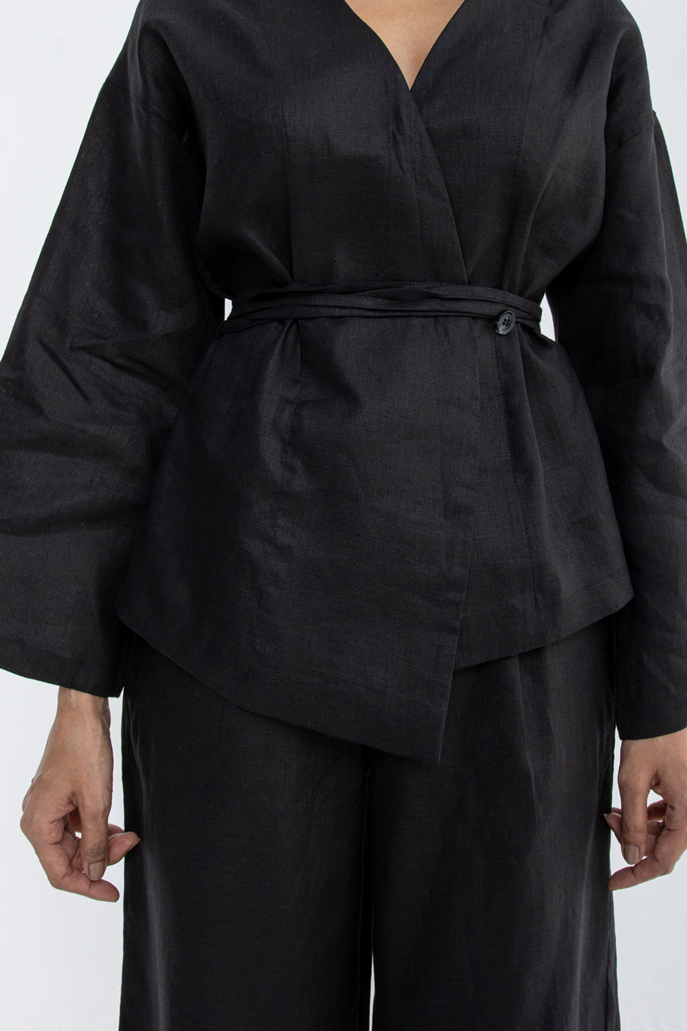 Khushboo & Pankaj Midnight Veil Linen Wrap Co-Ord Set
