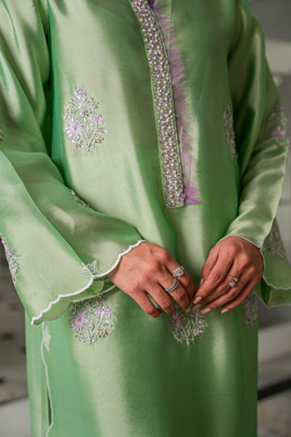 Khushboo & Pankaj Mint Kurta Set with Organza Dupatta
