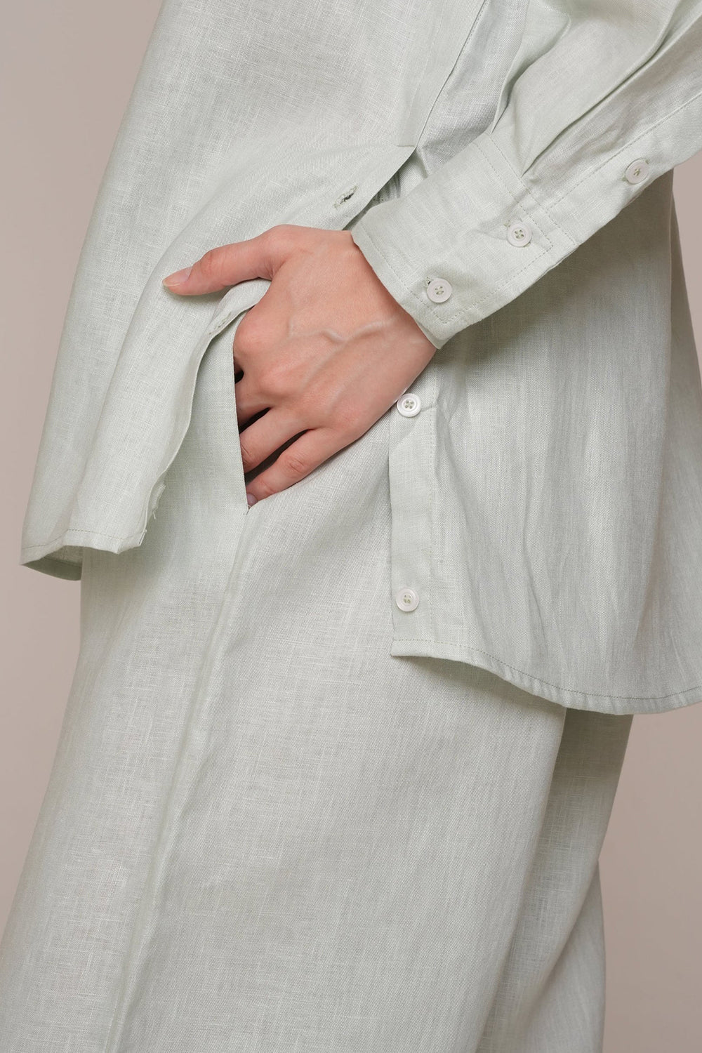 Khushboo & Pankaj Mist Grey Linen Relaxed Co-Ord Set