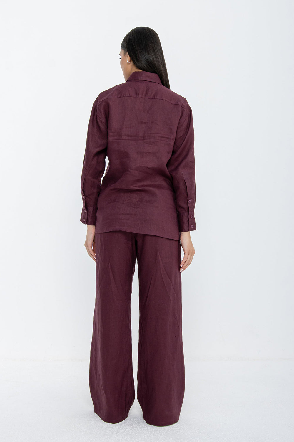 Khushboo & Pankaj Mulberry Wine Linen Relaxed Co-Ord Set