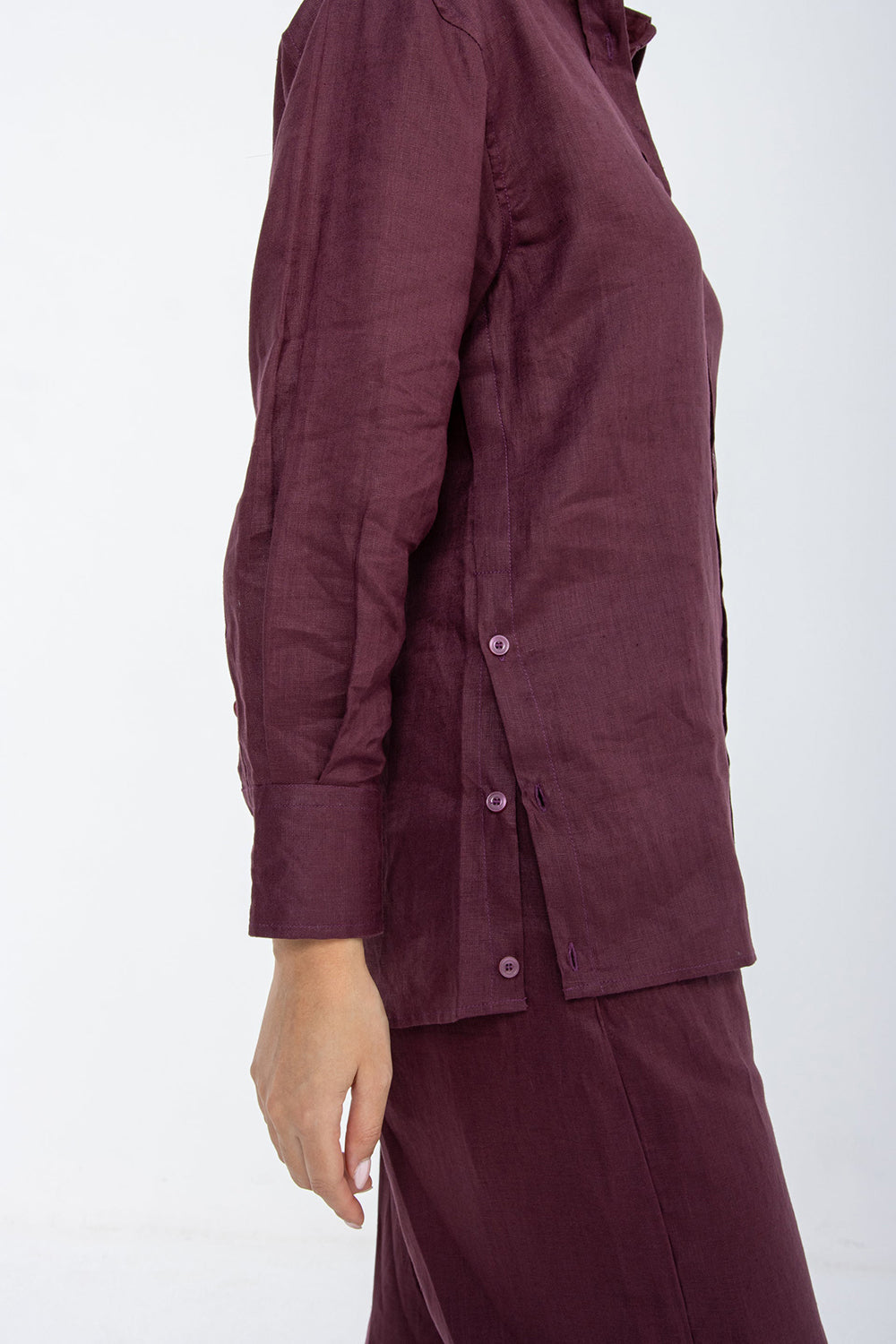 Khushboo & Pankaj Mulberry Wine Linen Relaxed Co-Ord Set