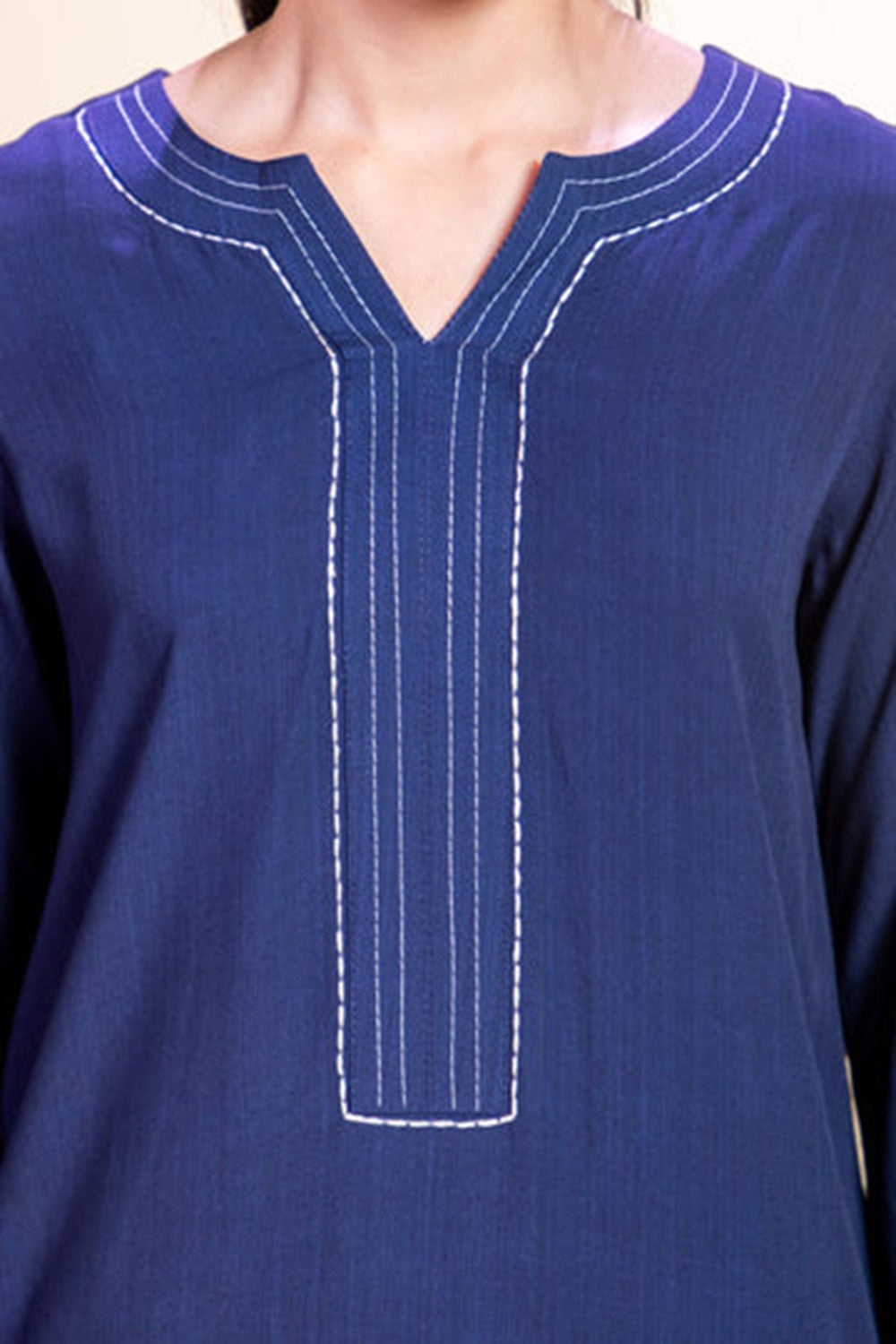 Khushboo & Pankaj Navy Blue Stitch Detail Kurta Set