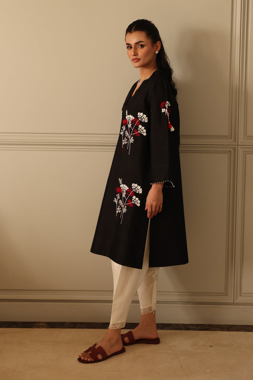 Khushboo & Pankaj Noir Bloom Embroidered Kurta Set