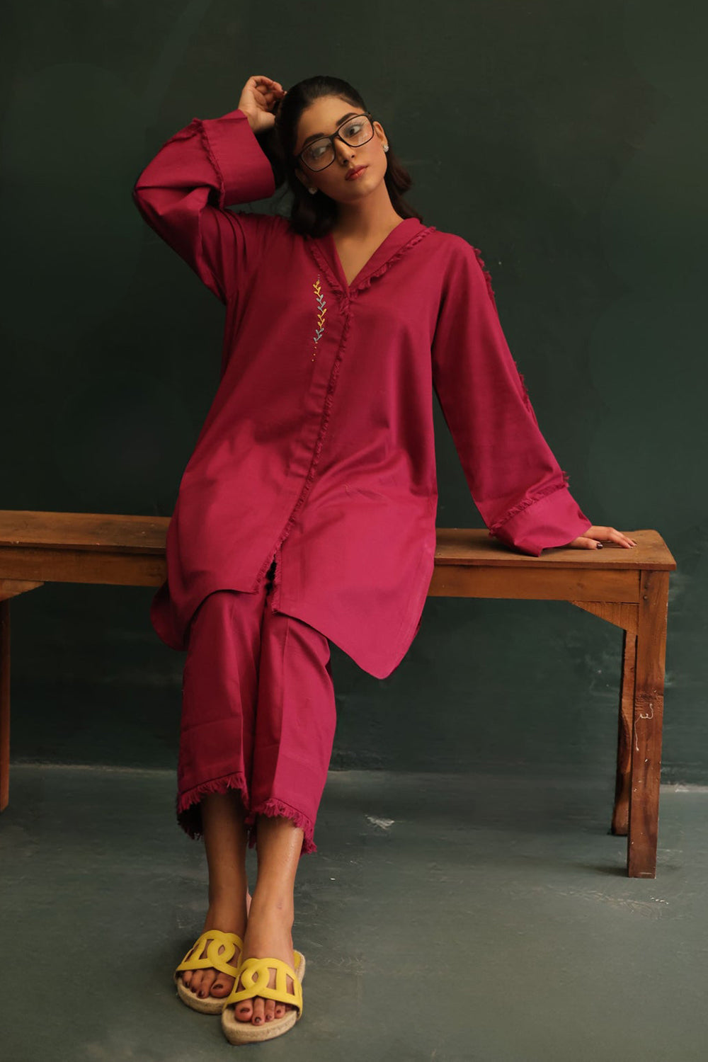Khushboo & Pankaj Rosewood Raw Edge Co-ord Set
