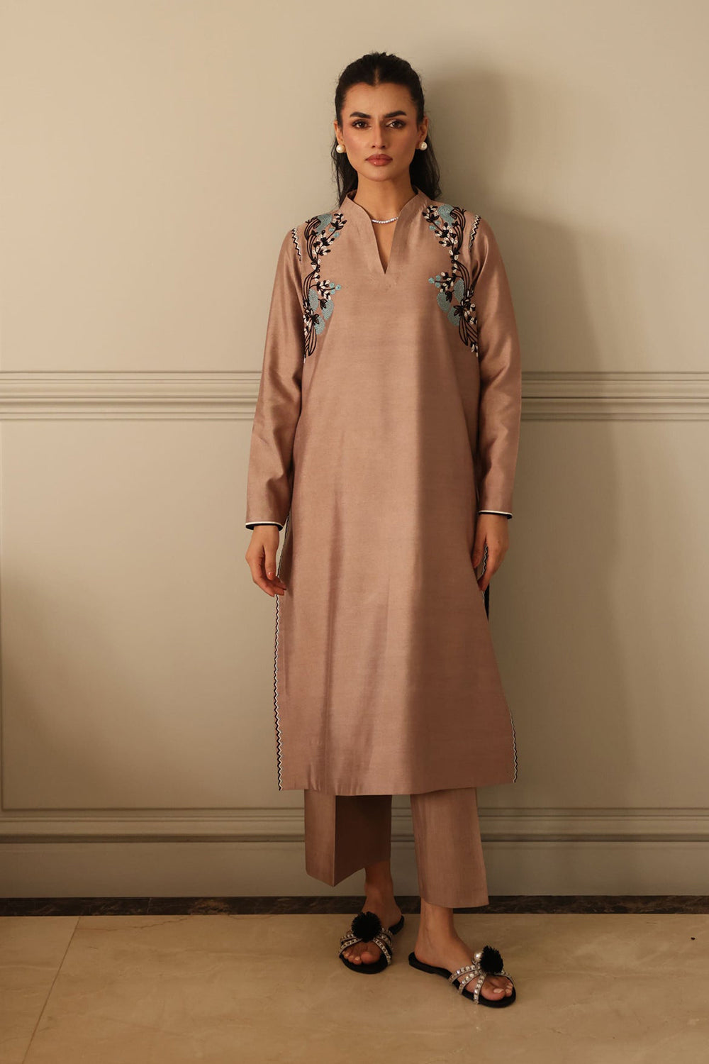 Khushboo & Pankaj Sandstone Kurta with Botanical Accents