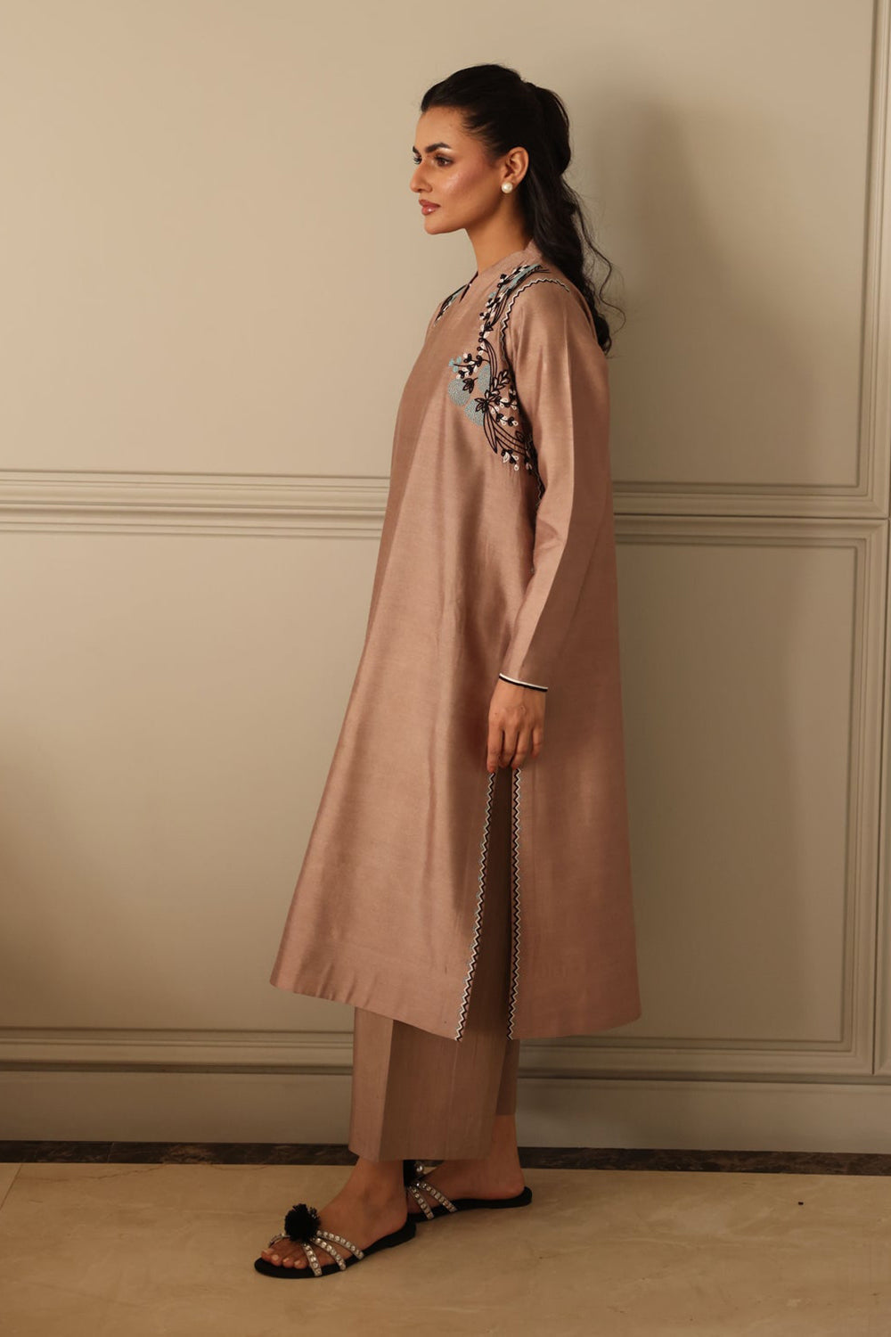 Khushboo & Pankaj Sandstone Kurta with Botanical Accents