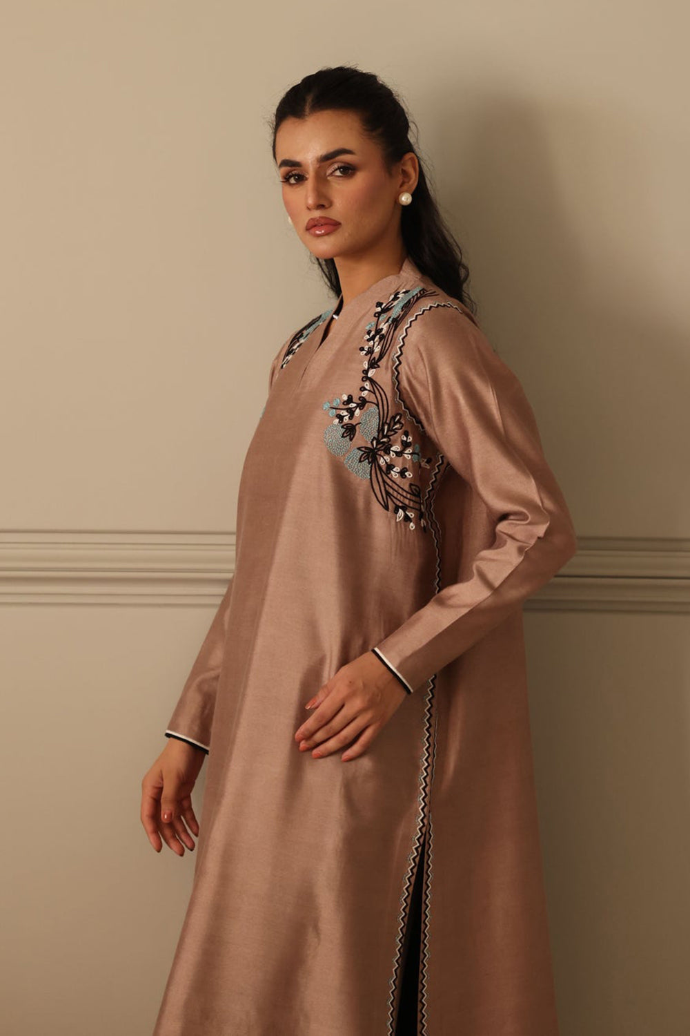 Khushboo & Pankaj Sandstone Kurta with Botanical Accents