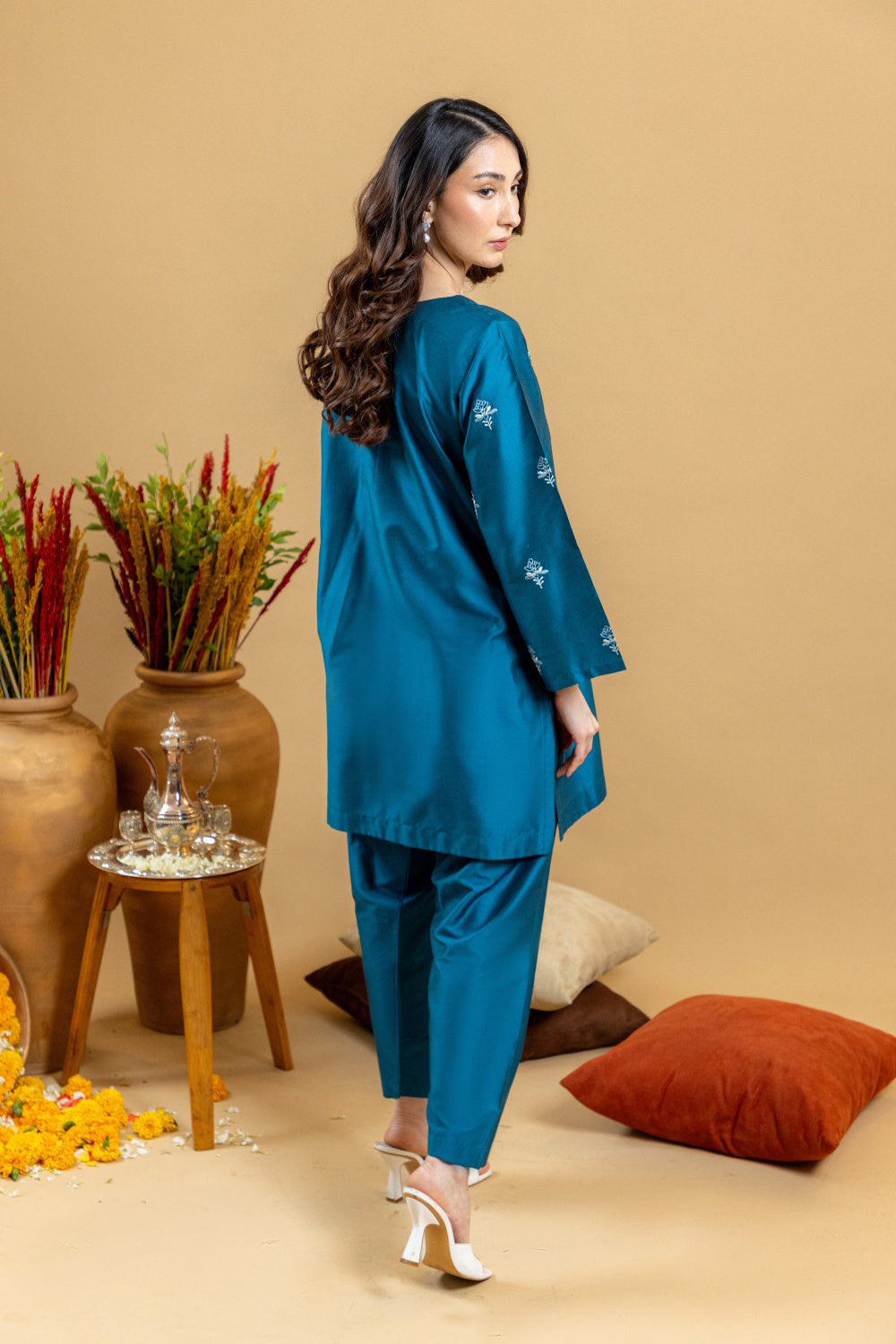 Khushboo & Pankaj Teal Buta Embroidered Kurta Set