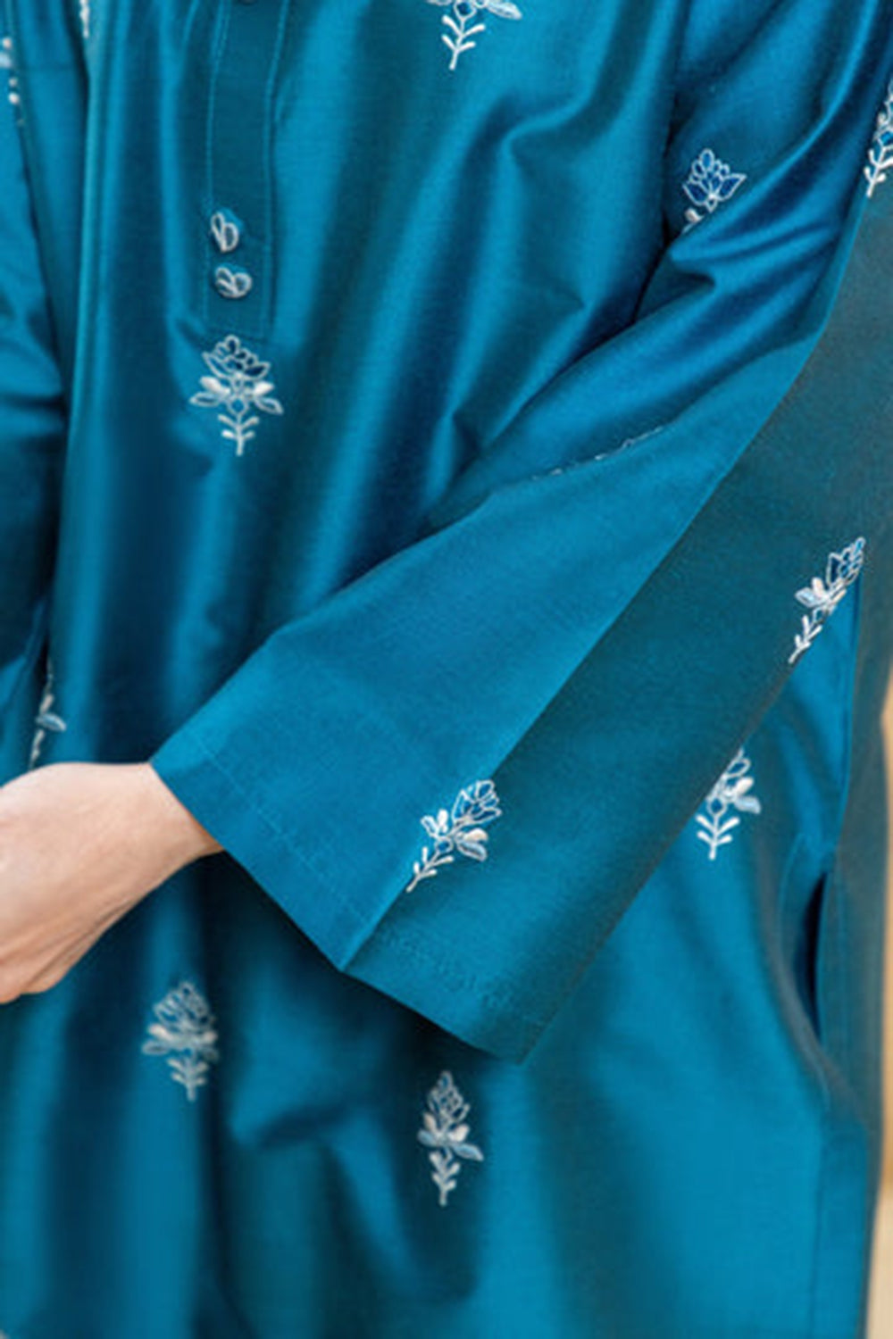 Khushboo & Pankaj Teal Buta Embroidered Kurta Set