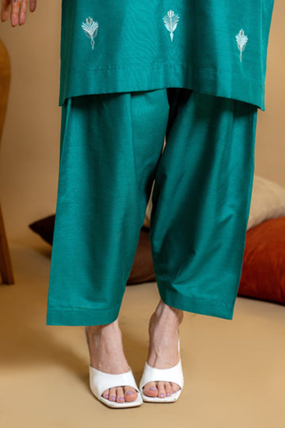 Khushboo & Pankaj Teal Scallop Embroidered Kurta Set