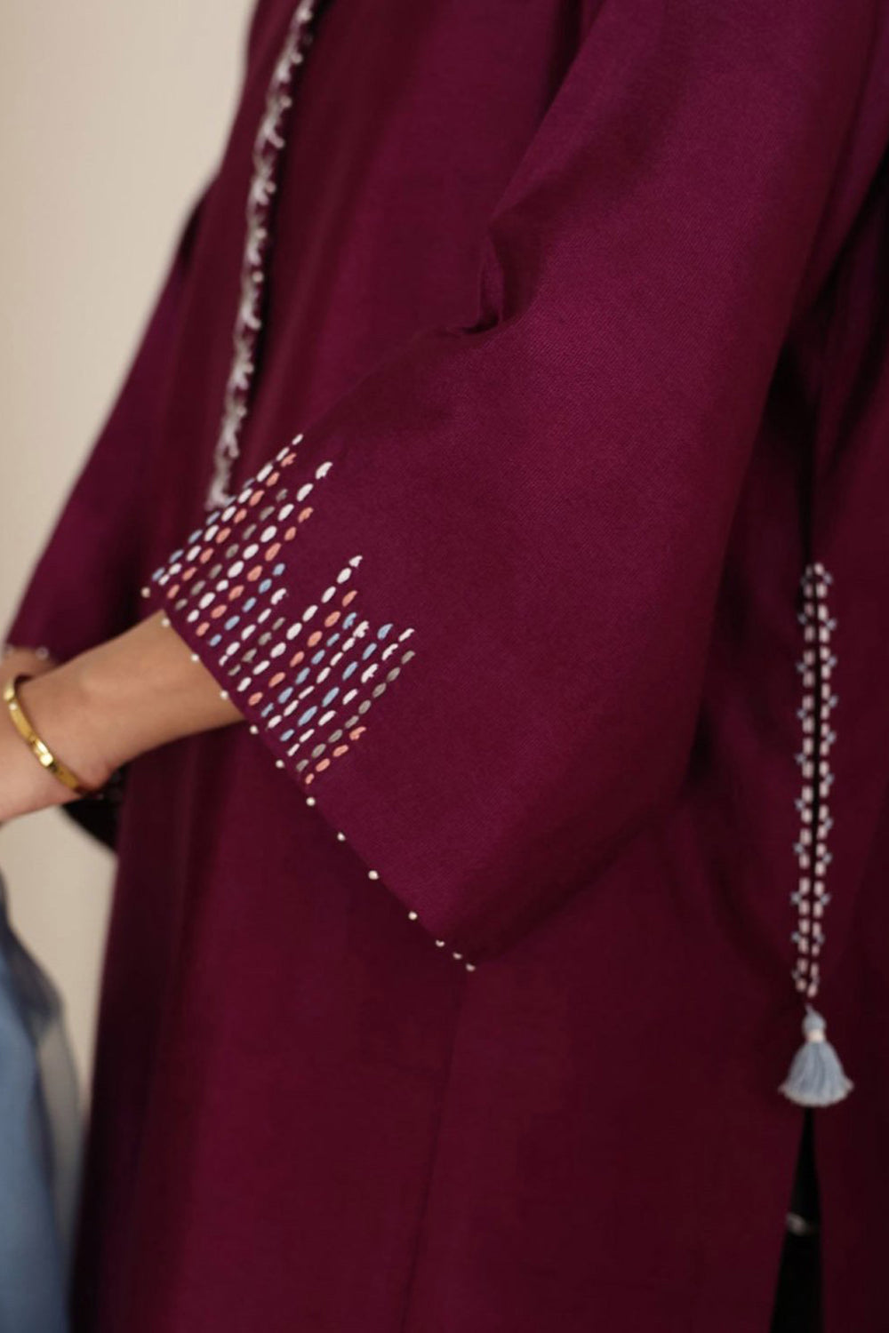 Khushboo & Pankaj Wine Berry Kurta Set with Organza Dupatta