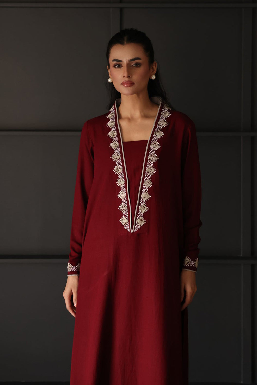 Khushboo & Pankaj Wine Red Statement Kurta Set