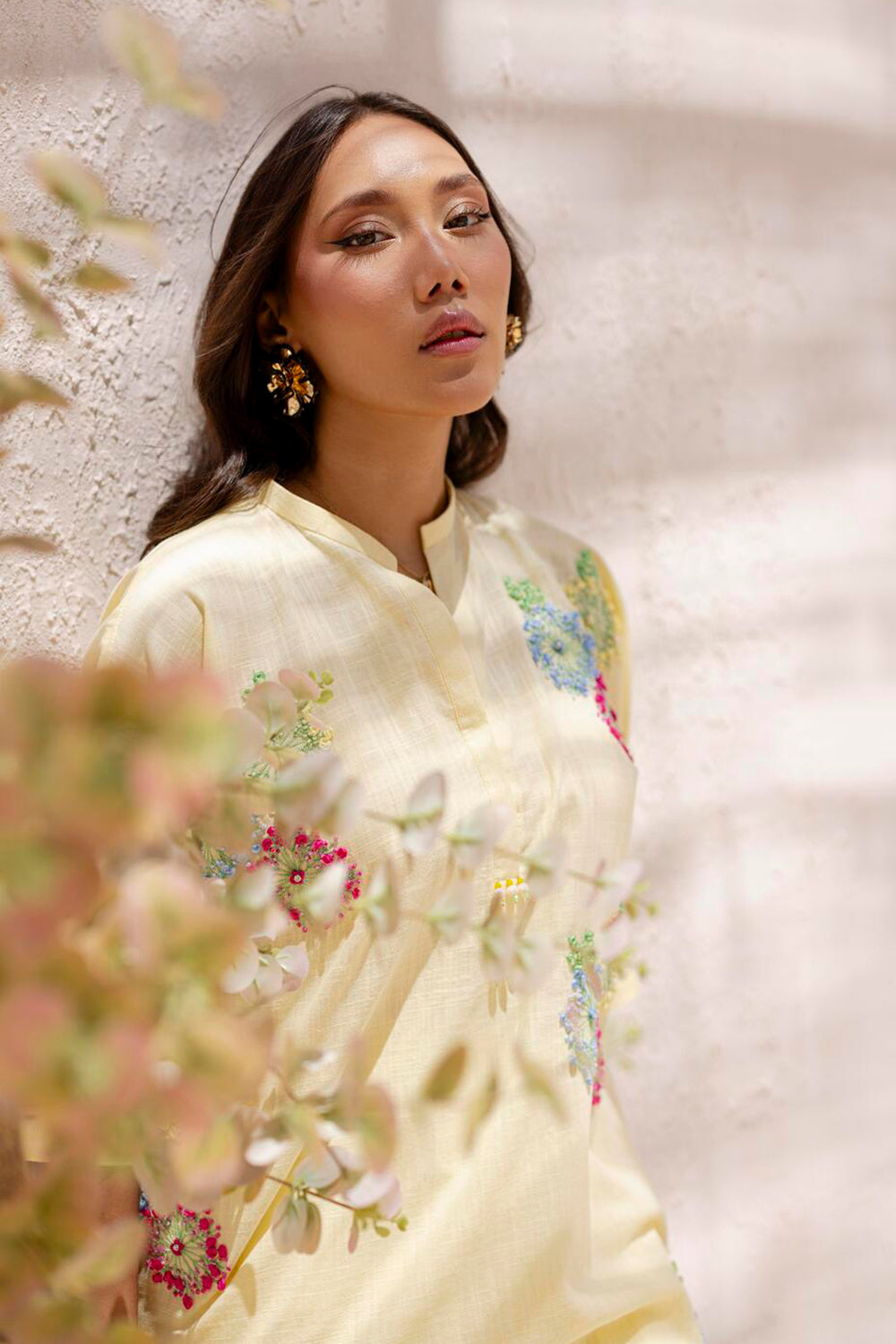 Khushboo & Pankaj Women Lemon Yellow Embroidered Kurta Set with Salwar