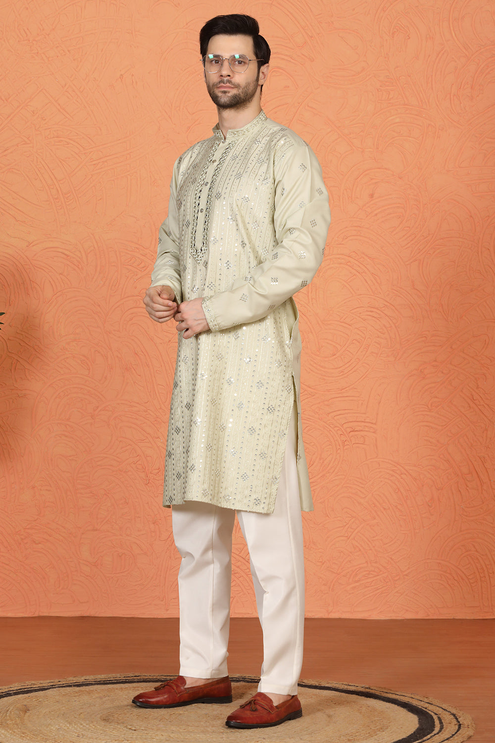 Krish Mirror Embroidered Kurta with Back Elastic Pants