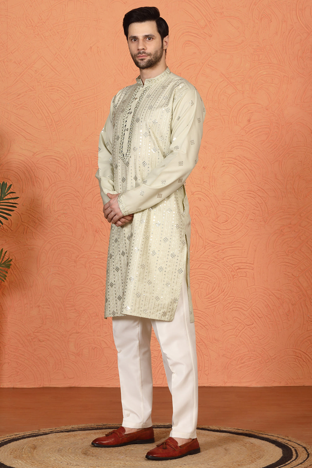 Krish Mirror Embroidered Kurta with Back Elastic Pants