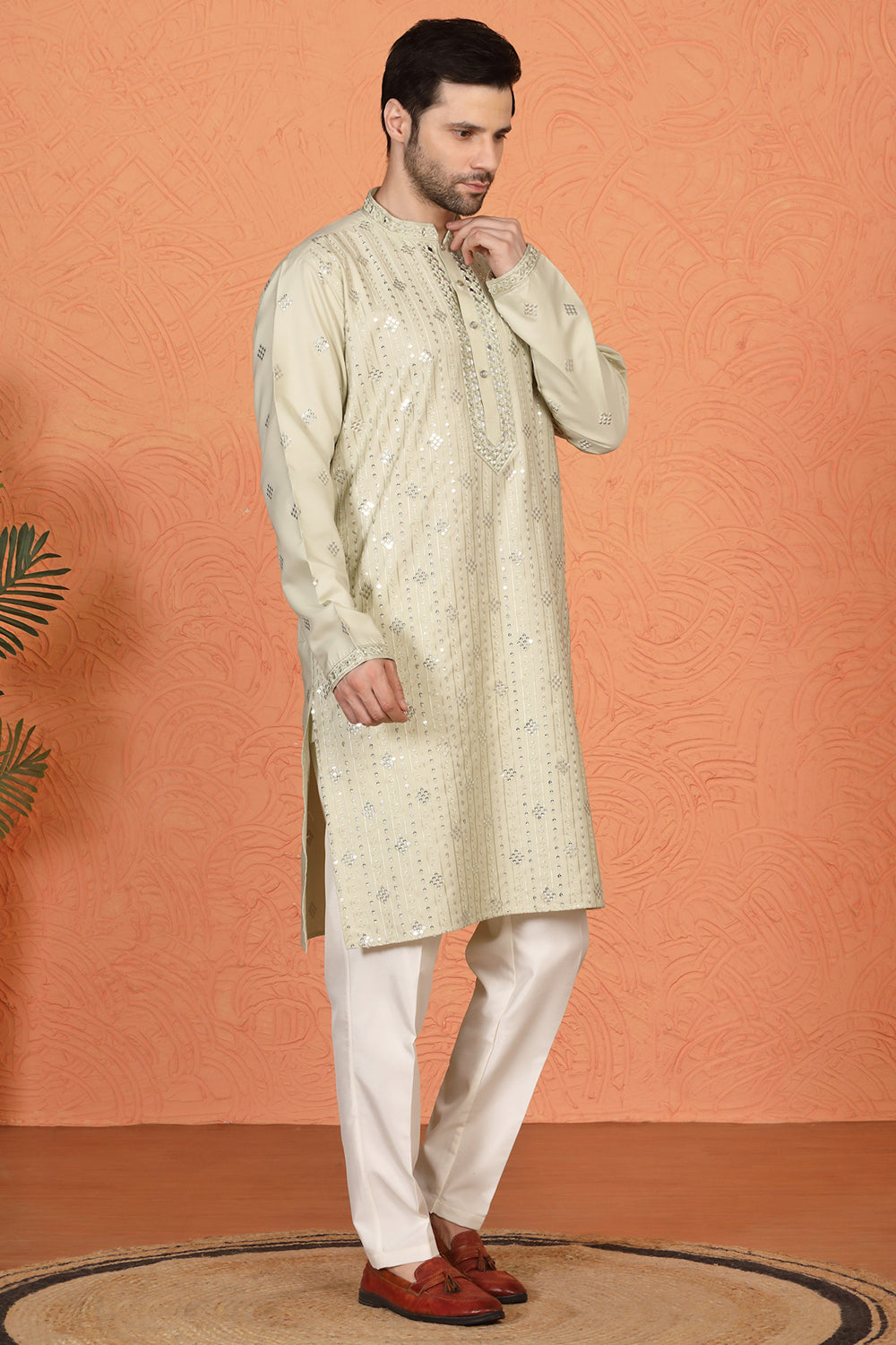 Krish Mirror Embroidered Kurta with Back Elastic Pants