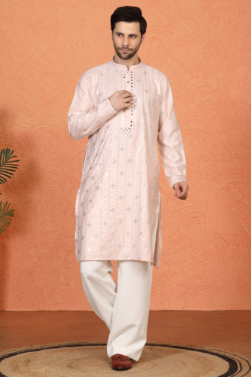 Krish Mirror Embroidered Kurta with Loose Fit Parallel Pants