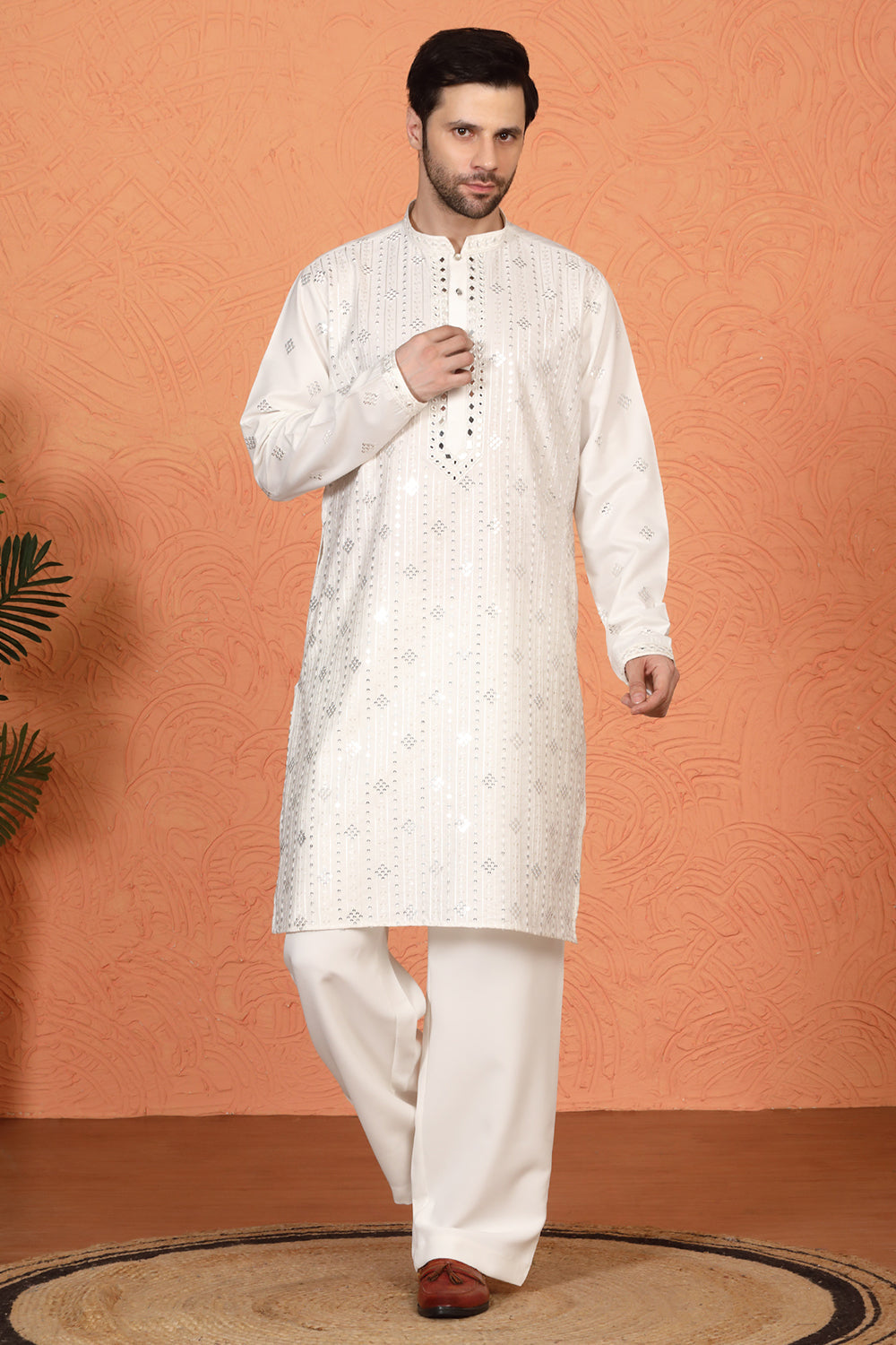 Krish Mirror Embroidered Kurta with Loose Fit Parallel Pants