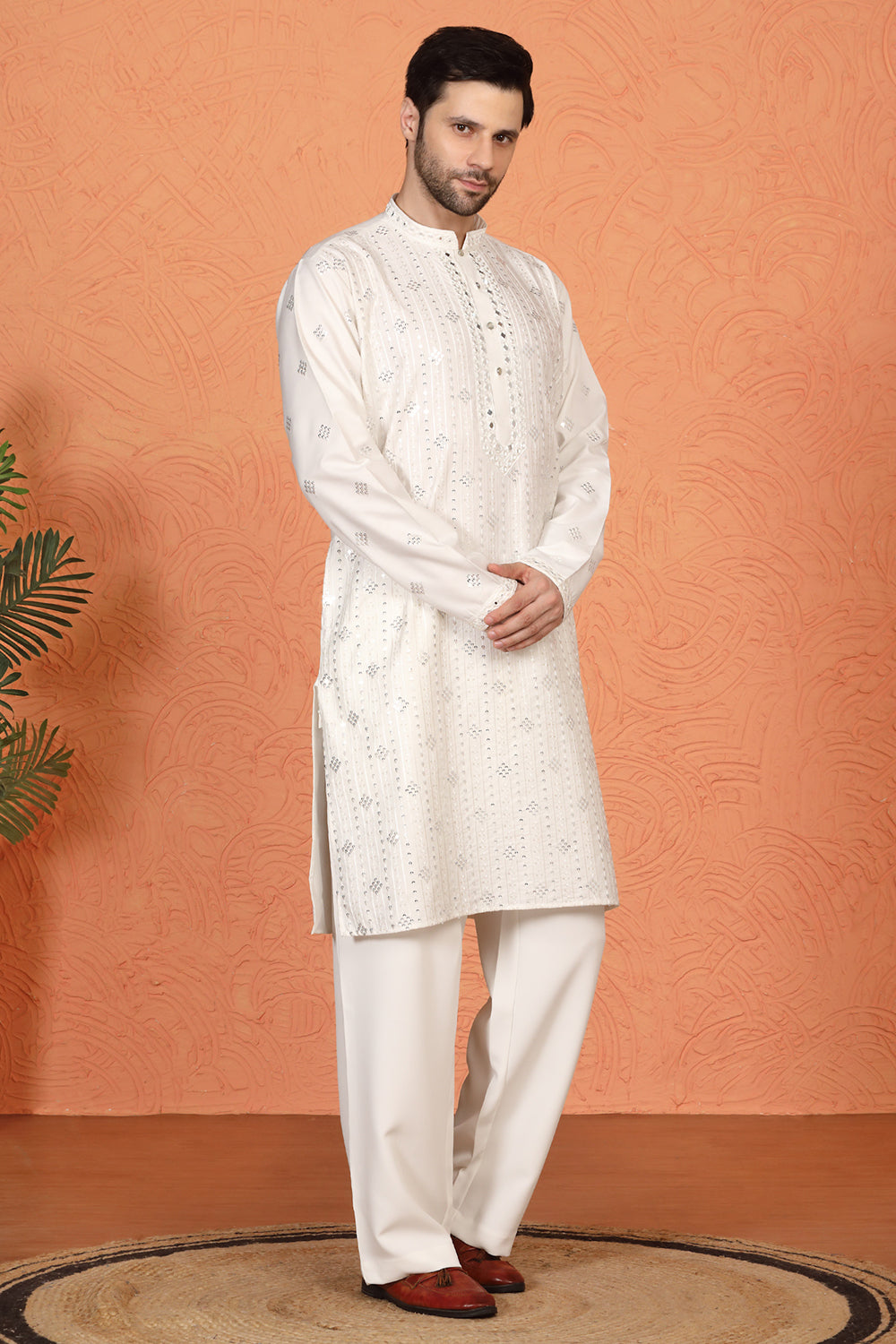 Krish Mirror Embroidered Kurta with Loose Fit Parallel Pants