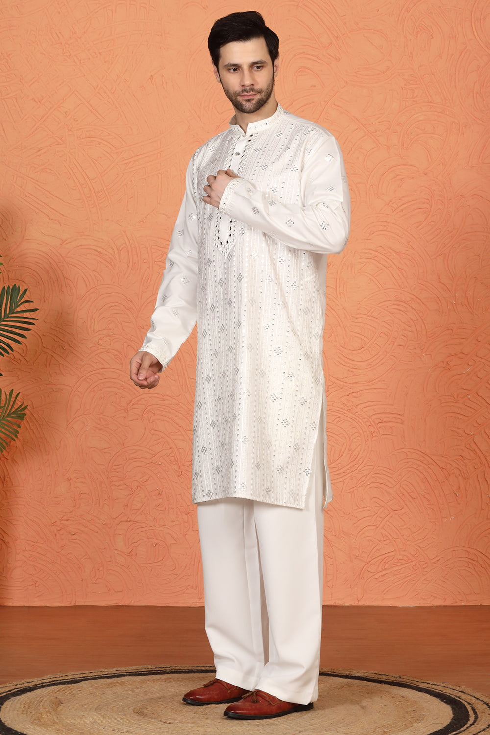 Krish Mirror Embroidered Kurta with Loose Fit Parallel Pants