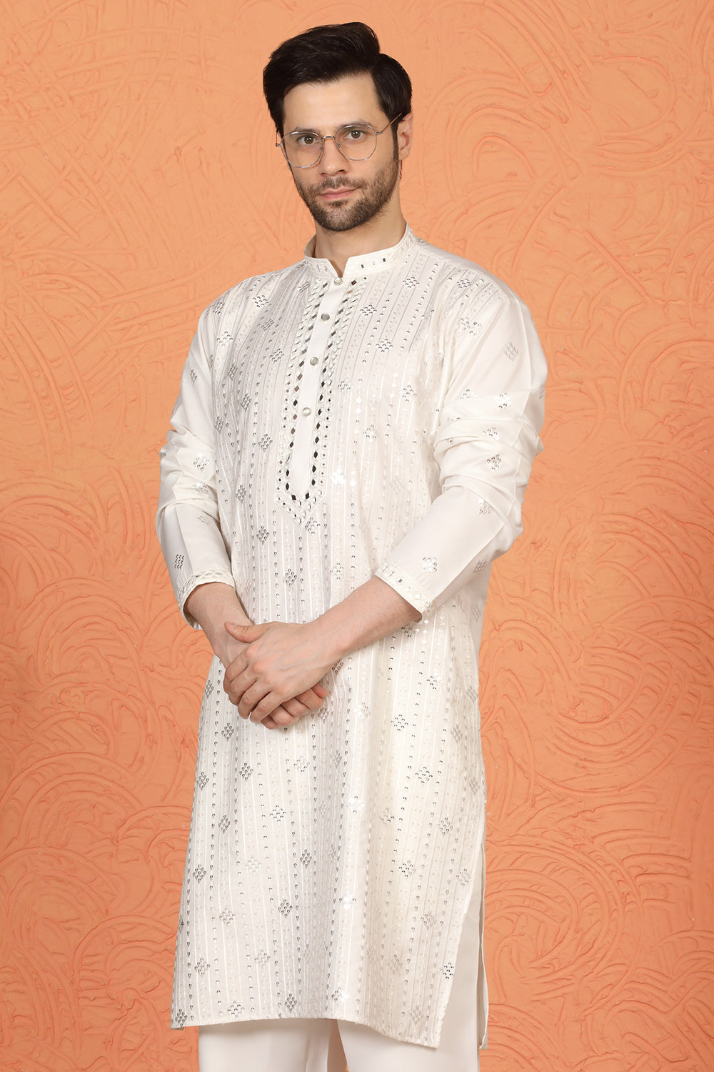 Krish Mirror Embroidered Kurta with Loose Fit Parallel Pants
