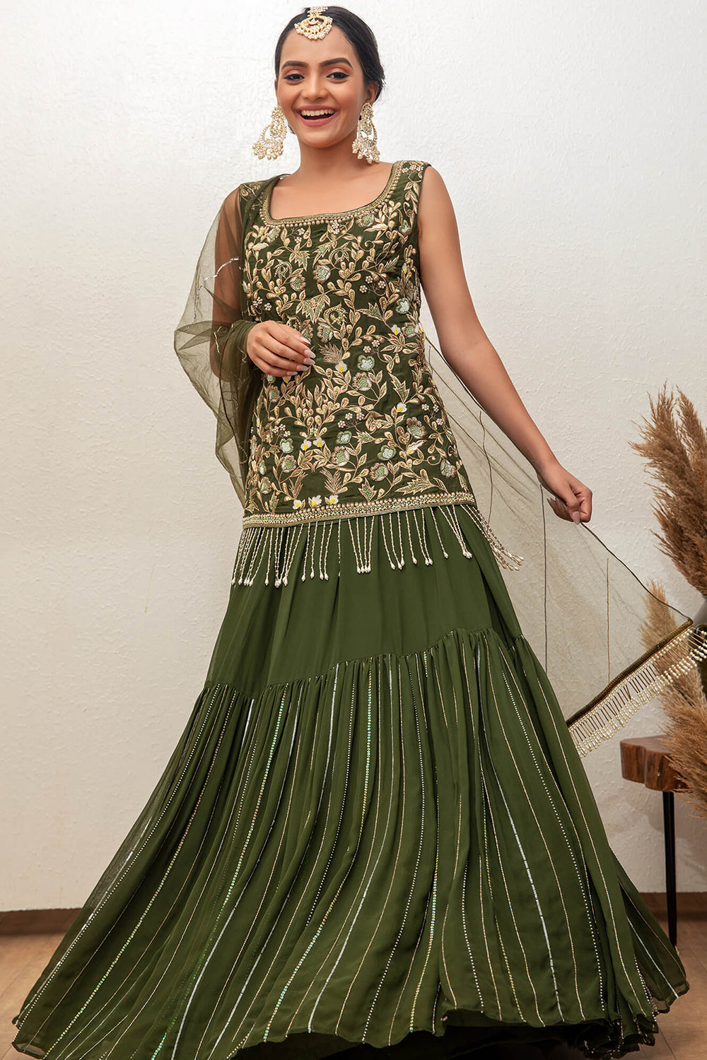 Lehnga With Long Shirt