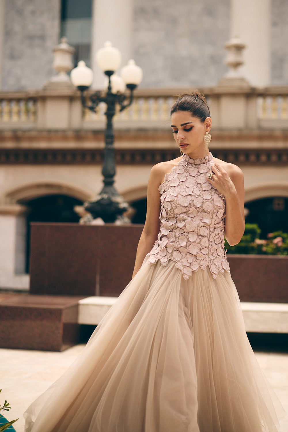 Light Brown Halter Top With Skirt