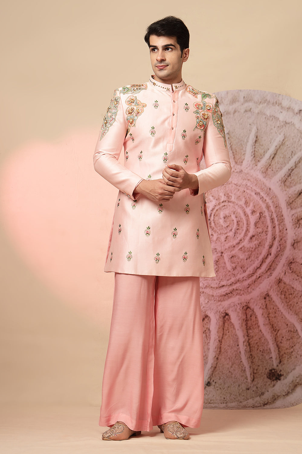 Light Pink Embroidered Kurta Plazo Set