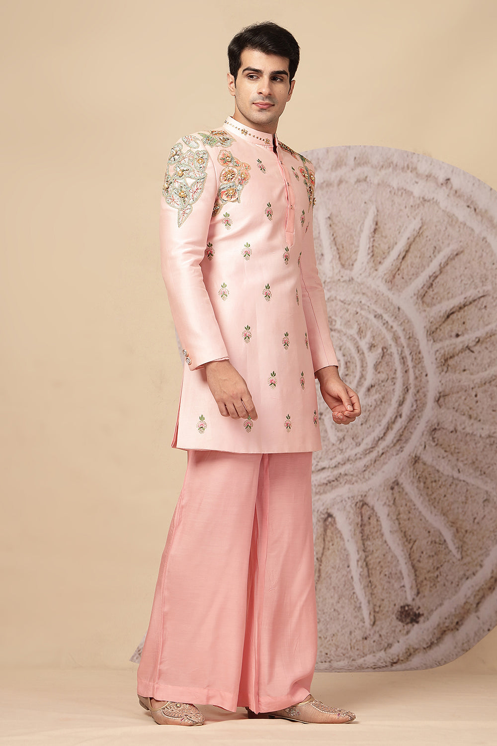 Light Pink Embroidered Kurta Plazo Set