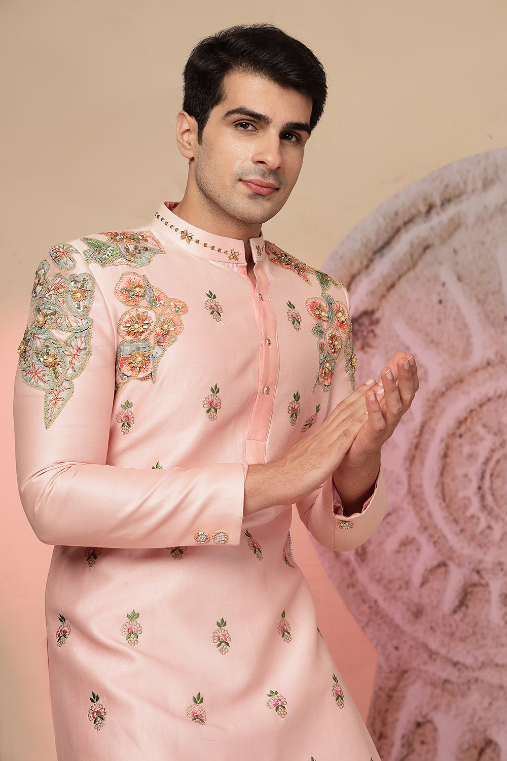 Light Pink Embroidered Kurta Plazo Set