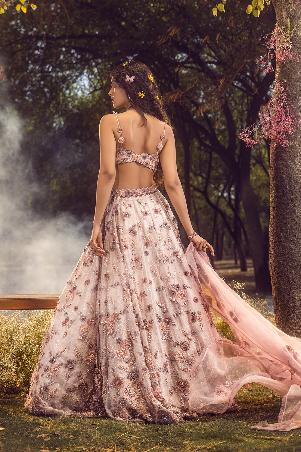 Lilac 3D Lehenga Choli Set With Belt