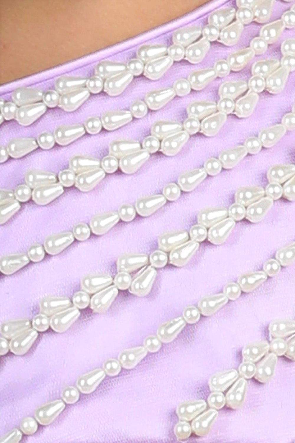 Lilac Blouse with Scalloped Lehanga