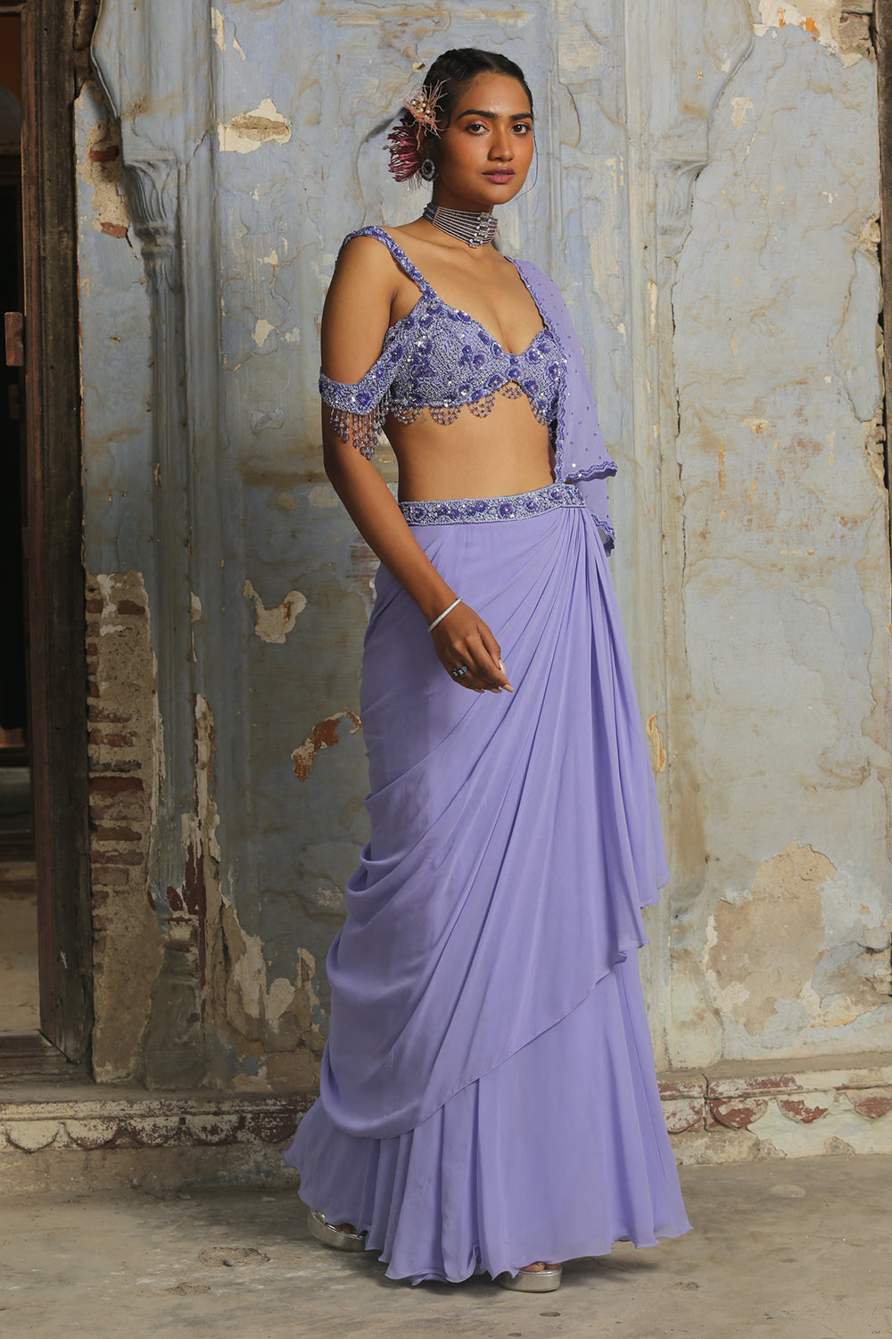 Lilac Drape Saree