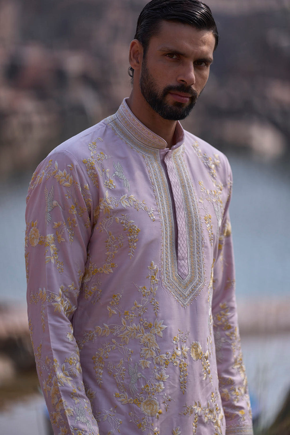 Lilac Flying Humming Bird Kurta Set