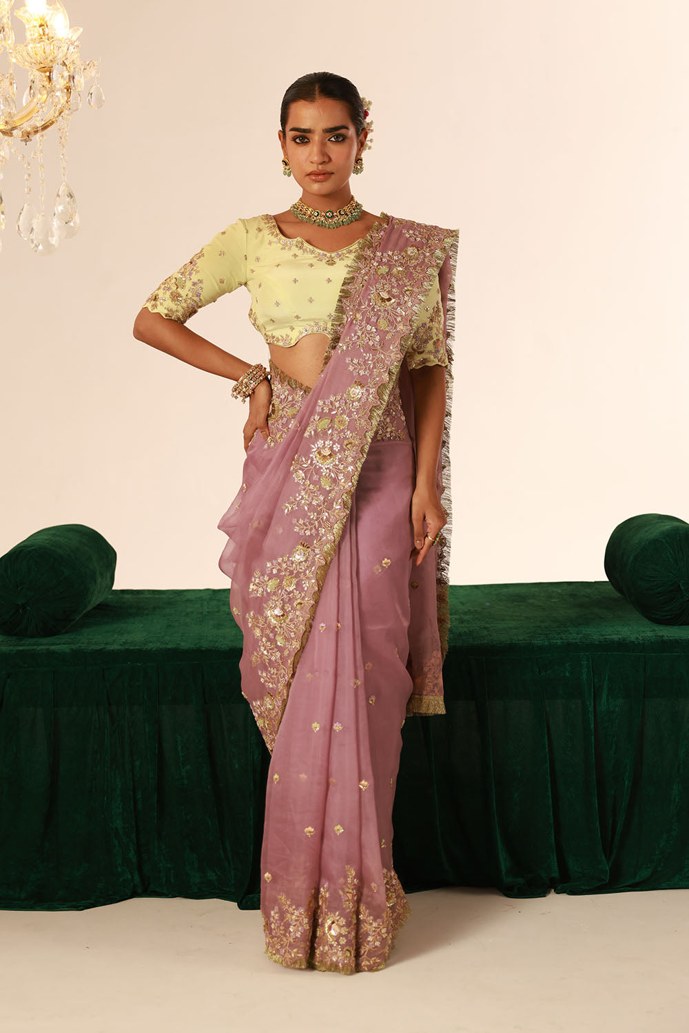 Lilac-Mauve Organza Saree