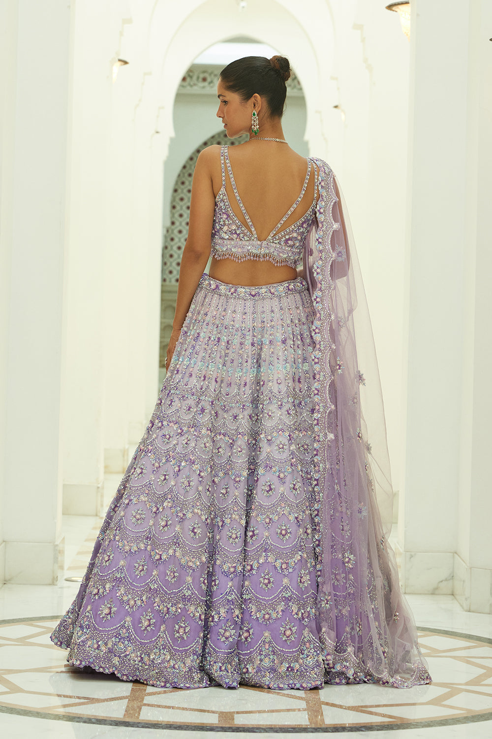 Lilac Ombre Organza Lehenga Choli With Net Dupatta