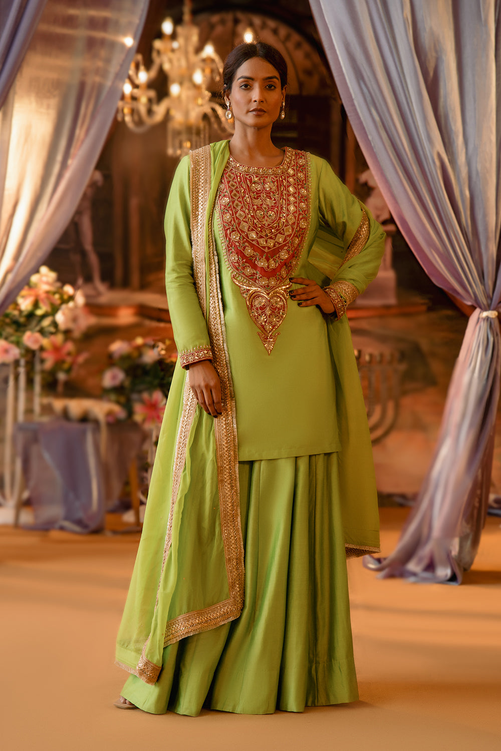 Lime Green Sharara Set