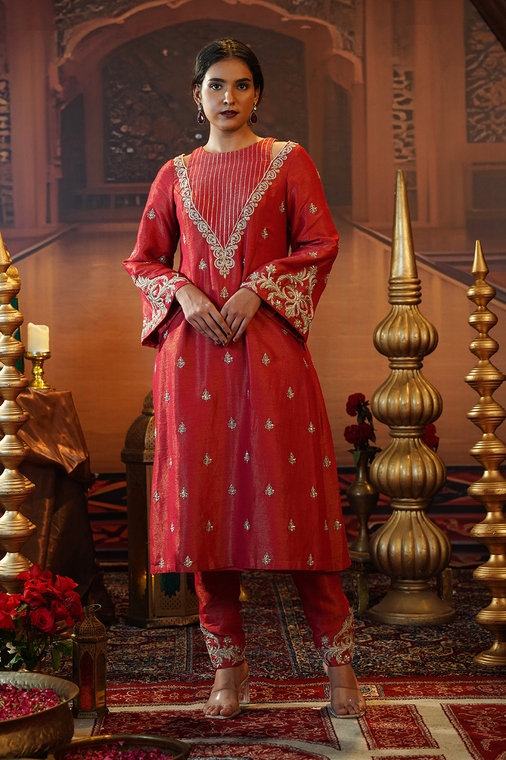 Magenta Kasab Silk Pink Suit Set