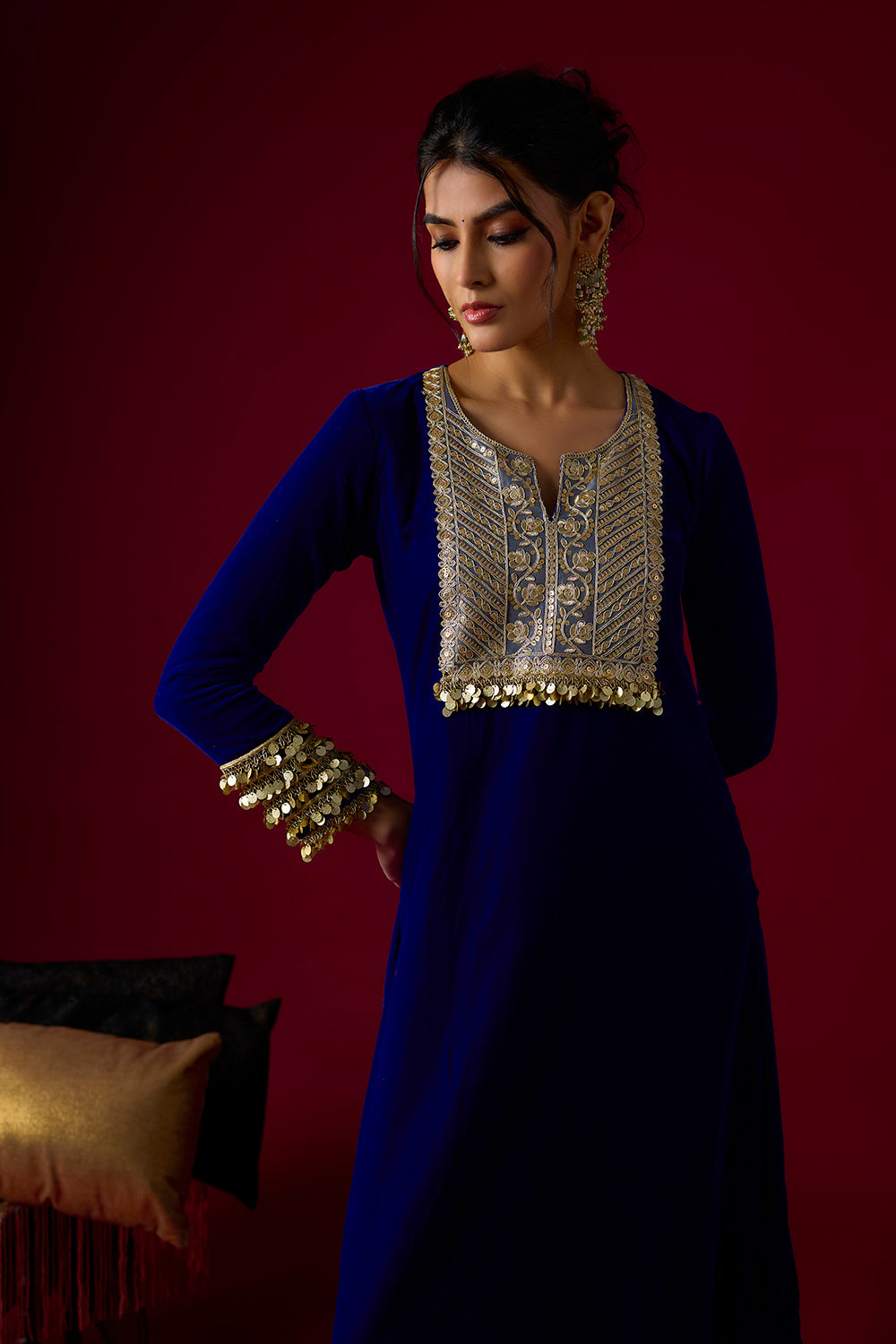 Majestic Blue Velvet Kaftan